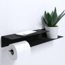 Держатель для туалетной бумаги и освежителя с полочкой настенный металлический Черный 50x11x7 Левый фото 2