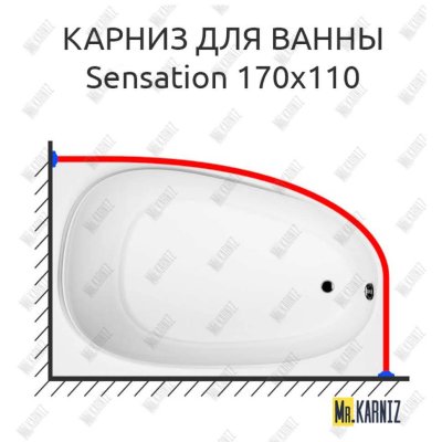 Карниз для ванны Am.Pm Sensation 170х110 Усиленный 20 мм MrKARNIZ