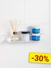 Настенная навесная полка для ванной комнаты с ограждением 30x9x5 белая