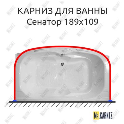 Карниз для ванны Bellrado Сенатор П-образный 189х109 Усиленный 20 мм MrKARNIZ