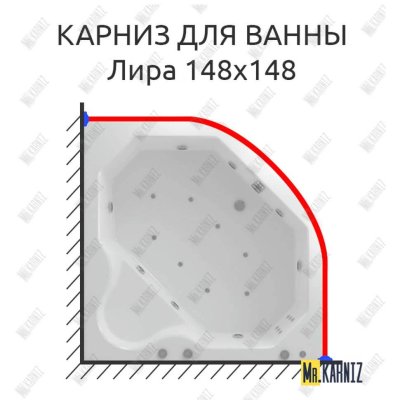Карниз для ванны Aquatek Лира 148х148 Усиленный 20 мм MrKARNIZ